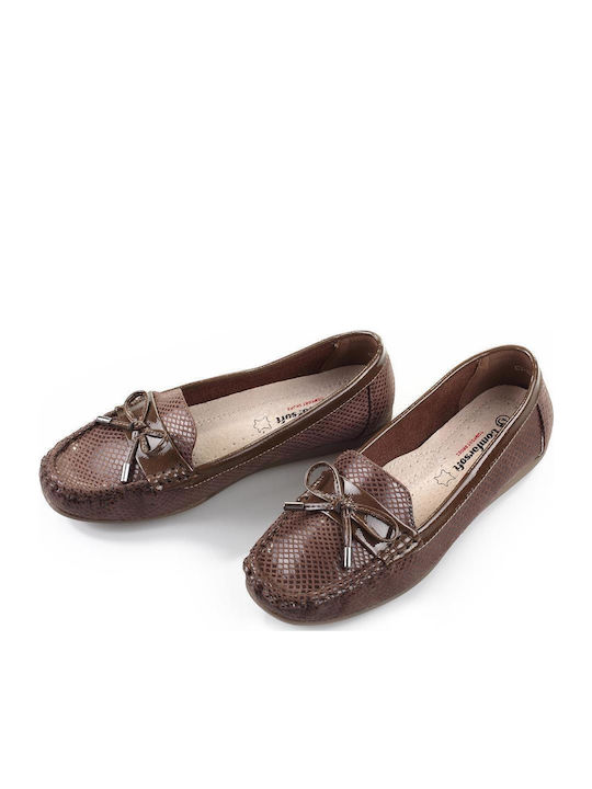 Leather Women's Moccasins in Brown Color