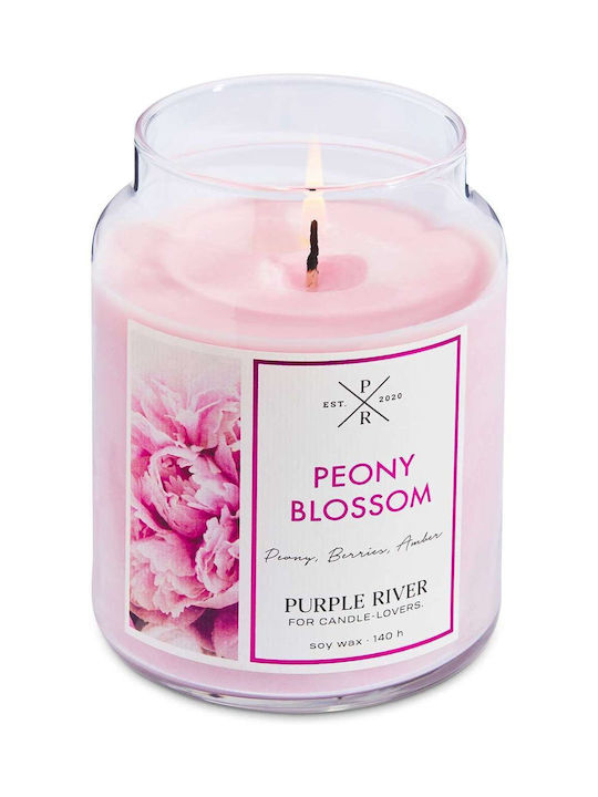 Αρωματικό Κερί Peony Blossom A912 10x18cm 623gr Pink Purple River Κερί Σόγιας