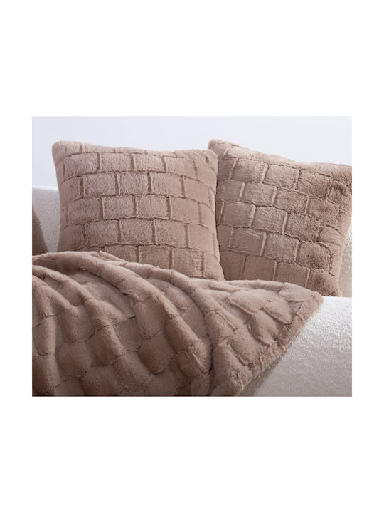 Nef-Nef Homeware Μαξιλάρι Καναπέ Barlow από Γούνα Beige 45x45εκ.