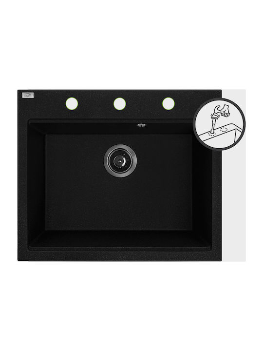 Laveo Drop-In Мивка от Синтетичен Гранит Ш60xД50см Черен