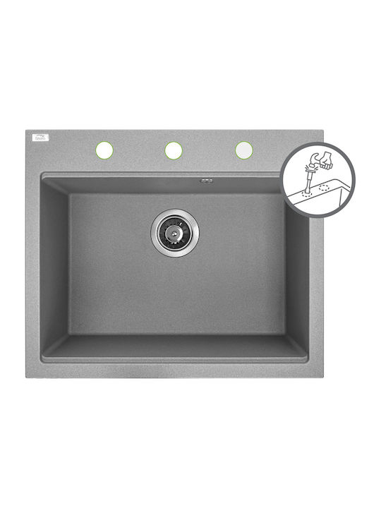 Laveo Drop-In Sink Synthetic Granite W60xD50cm Gray