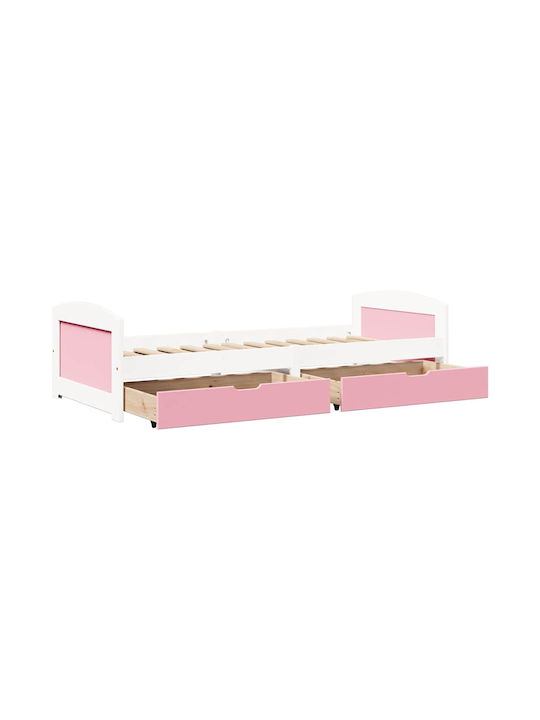 IRUN Pat pentru Copii Single cu Spațiu de Depozitare Alb pentru Saltea 90x200cm