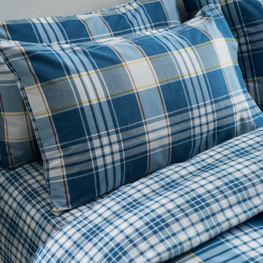 Vesta Home Set Cearșafuri Flanel cu Elastic 160x200+40cm. Oslo 2 Albastru 4buc