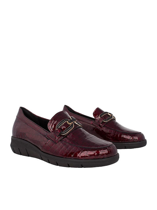 Leder Damen Loafers in Burgundisch Farbe