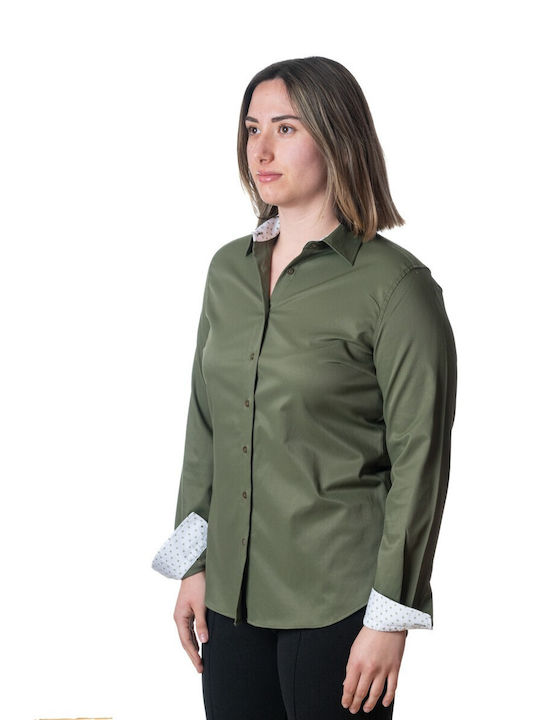 Λαίδης Langärmelig Damen Hemd Green