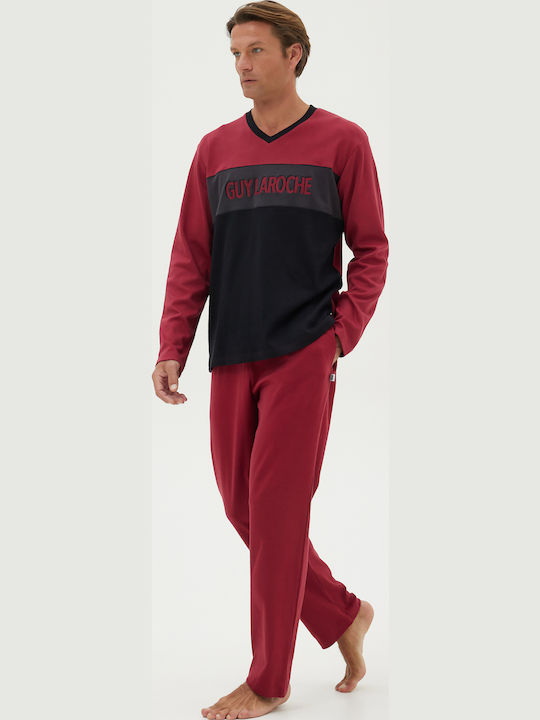 Guy Laroche Χειμερινό Ανδρικό Παντελόνι Πιτζάμας Bordo