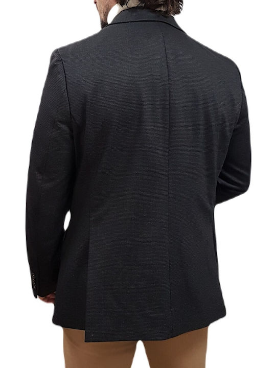 J1-043jf Tom Blazer Ανδρικό Σακάκι με Κανονική Εφαρμογή Black