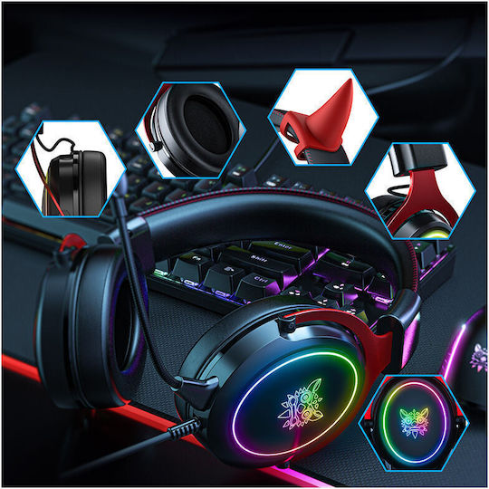 Onikuma X10 Devil Over Ear Gaming Headset με σύνδεση 3.5mm / USB for Nintendo Switch / PS4 / PS5 / XBOX