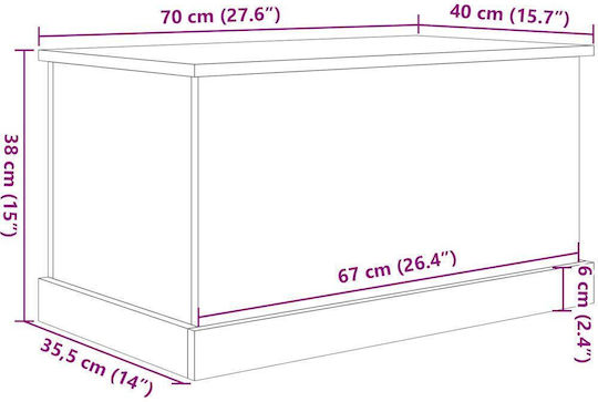 vidaXL Διακοσμητικό Μπαούλο Ξύλινο Καφέ 70x40x38εκ.