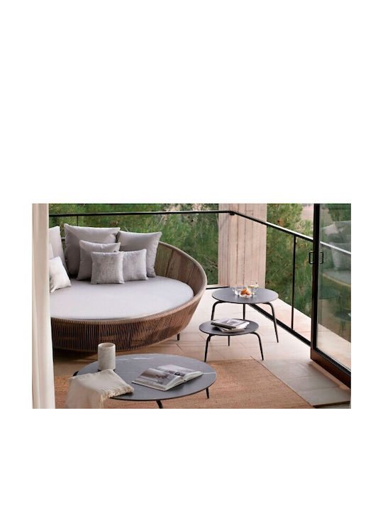 Șezlong-Krevet Single Rodona din Aluminiu cu Pernă Bej 227x218x81cm
