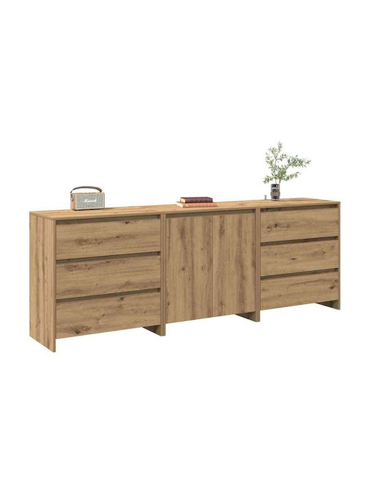 Bufet cu Sertare Technical Oak 140x41x75cm