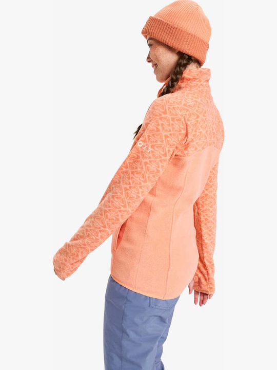 Sayna Women's Fleece Blouse Long Sleeve with Zipper Peach Pink