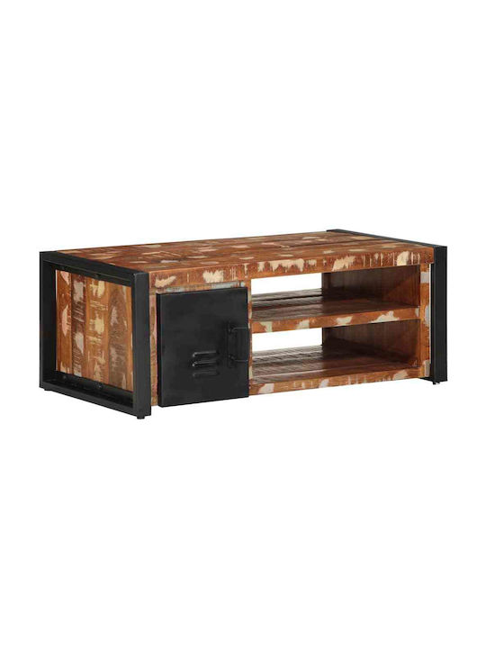 Rectangular Central Coffee Table Made of Solid Wood Multicolour M90xL50xH36cm
