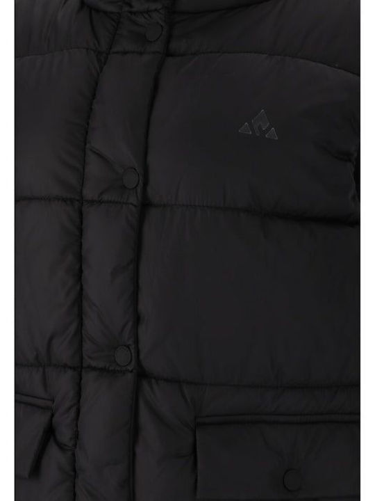 Lang Damen Ärmellos Puffer Jacke Wasserdicht für Winter Black