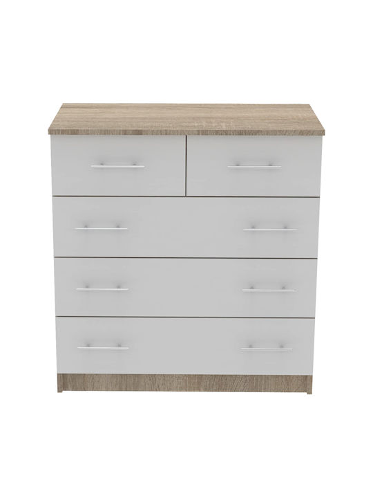 Kumode Wooden Chest of Drawers Sonoma-λευκή 80x45x85cm