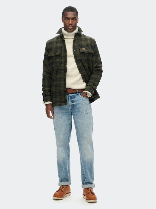 Miller Long Sleeve Overshirt Regular Fit Checked Green