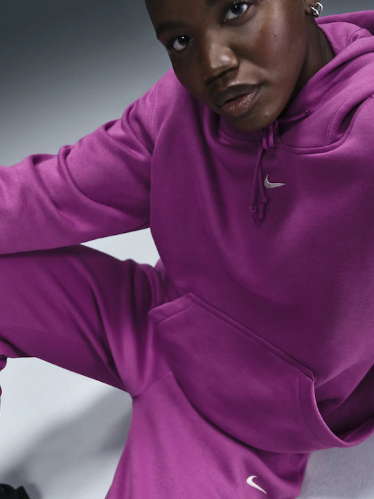Long Women's Sweatshirt Hooded Fuchsia