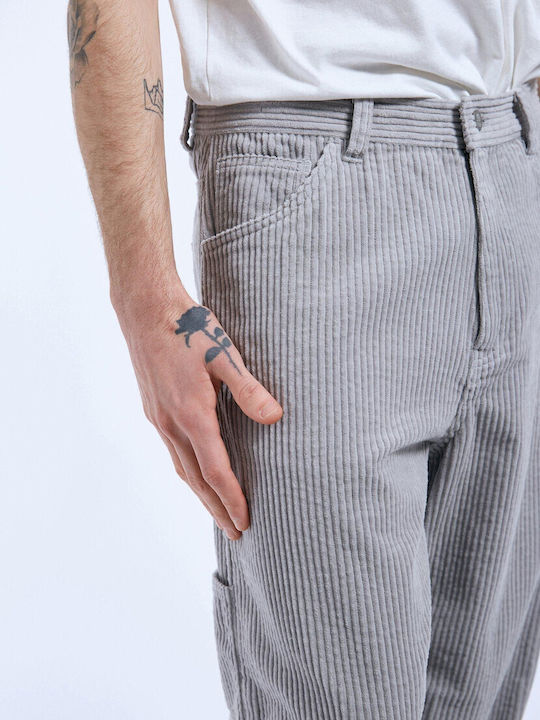 Men's Jeans Pants with Loose Straight Fit Light Gray