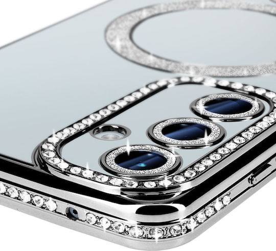 Avizar Diamond Case Samsung Galaxy A55 Magsafe Around Strass Silver