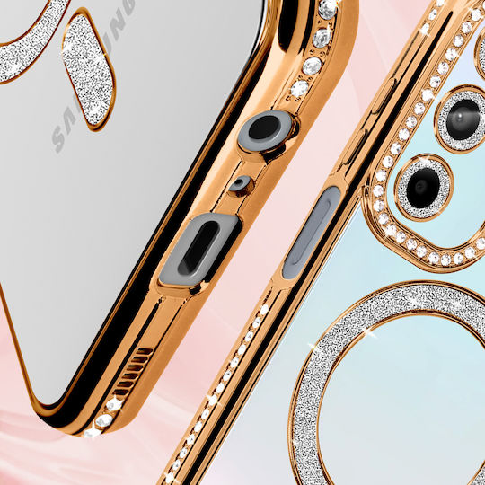 Avizar Diamond Case Samsung Galaxy A15 Magsafe Around Strass Gold