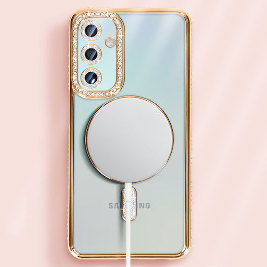 Avizar Diamond Case Samsung Galaxy A15 Magsafe Around Strass Gold