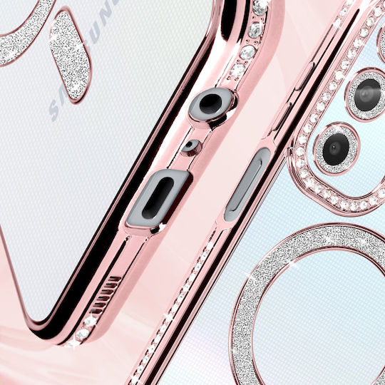 Avizar Diamond Case Samsung Galaxy A25 Magsafe Around Strass Rose Gold