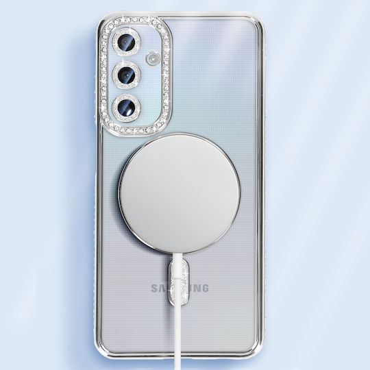 Avizar Diamond Case Samsung Galaxy A25 Magsafe Around Strass Silver
