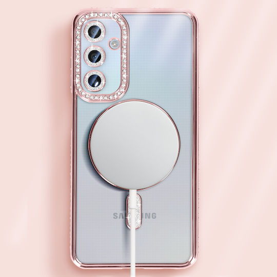 Avizar Diamond Case Samsung Galaxy A25 Magsafe Around Strass Rose Gold
