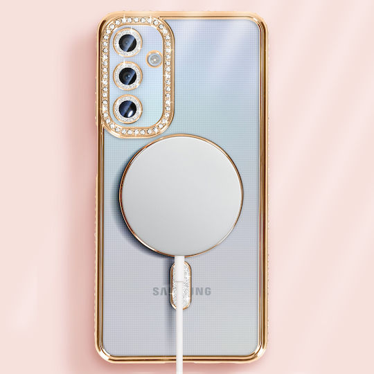 Avizar Diamond Case Samsung Galaxy A25 Magsafe Around Strass Gold