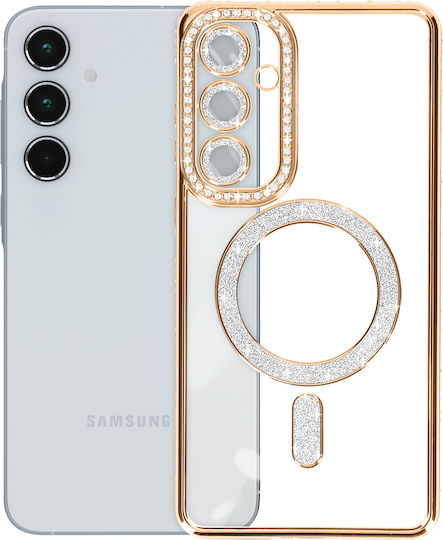 Avizar Diamond Case Samsung Galaxy A35 Magsafe Around Strass Gold