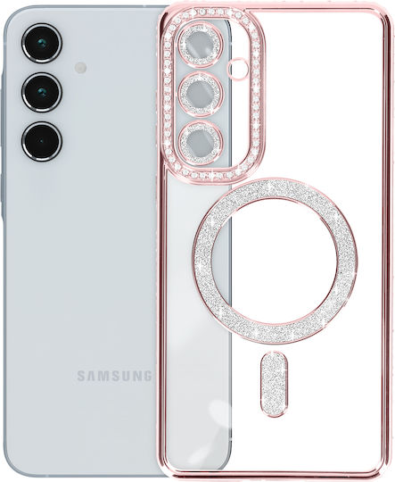 Avizar Diamond Case Samsung Galaxy A55 Magsafe Around Strass Rose Gold