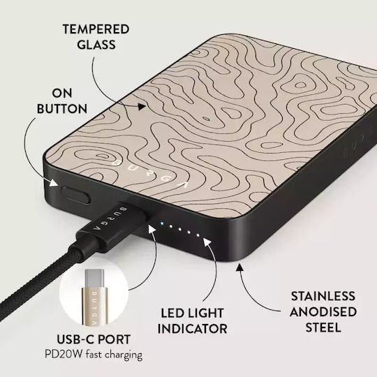 Burga MagSafe Power Bank 5000mAh 7.5W με Θύρα USB-C Gunmetal - Wild Terrain