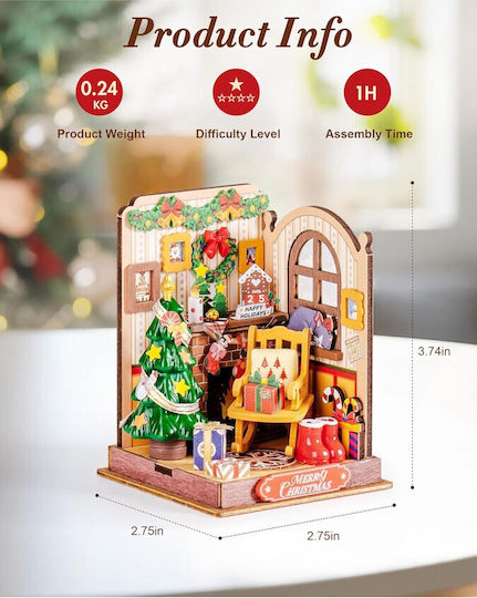 Rolife Παιχνίδι Κατασκευών Ξύλινo Robotime Christmas Fireplace