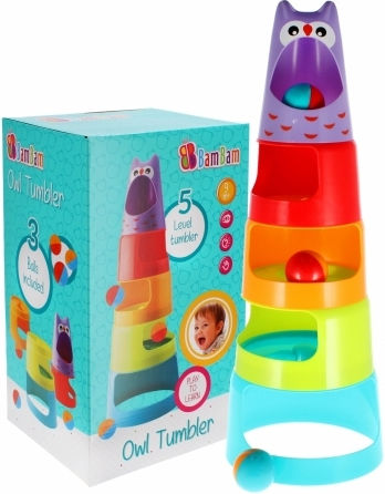 Bam Bam Pyramiden-Spielzeug Owl Tumbler für 10++ Monate