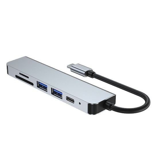 Tech-Protect V4 6in1 USB-C Docking Station με HDMI 4K PD Ethernet Γκρι