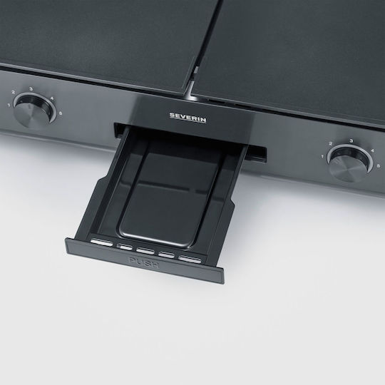 Severin Suave Tabletop Electric Grill Smooth Plate 2200W with Adjustable Thermostat 50cmx30cmcm