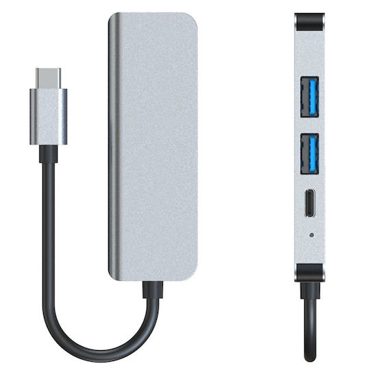 Tech-Protect V2 4in1 USB-C Docking Station με HDMI 4K PD Ethernet Γκρι