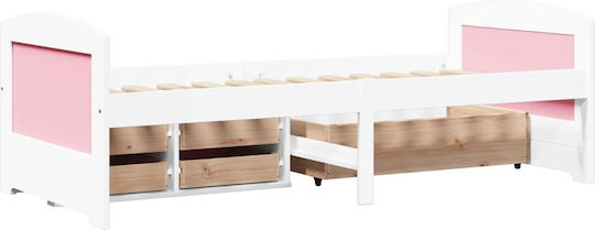 IRUN Pat pentru Copii Single cu Spațiu de Depozitare Alb pentru Saltea 90x200cm