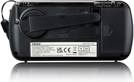Lenco MCR-113BK Επιτραπέζιο Ραδιόφωνο Ηλιακό Μαύρο