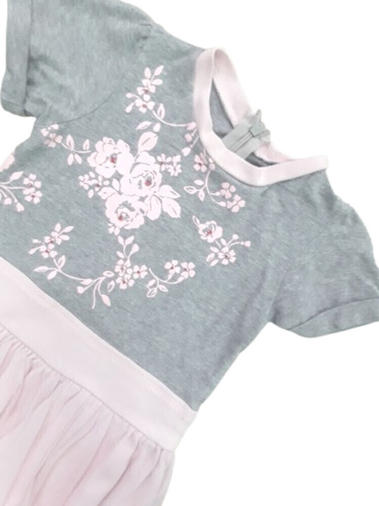 Kinderkleid Kurzärmelig Tüll Pink, Grey