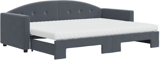 Sofa Bed Single Upholstered with Fabric Dark Grey with Slats for Mattress 75x200cm 3197319