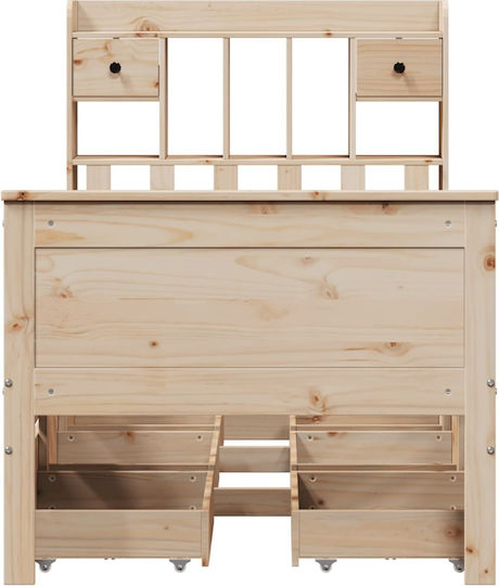 Single Bed Made of Solid Wood Brown with Slats for Mattress 75x190cm