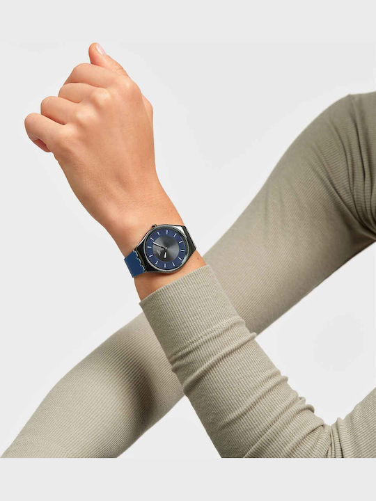 Swatch Duet At Dusk Men's Watch Battery with Blue Rubber Strap