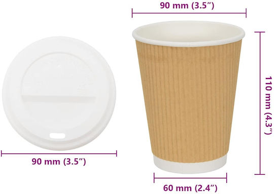 vidaXL Ποτήρι μιας Χρήσης Χάρτινo Καφέ 360ml 1000τμχ