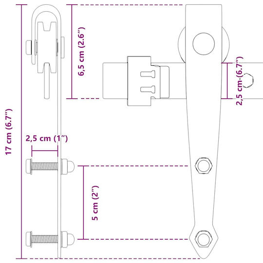 vidaXL Sliding Door Mechanism 200cm Black
