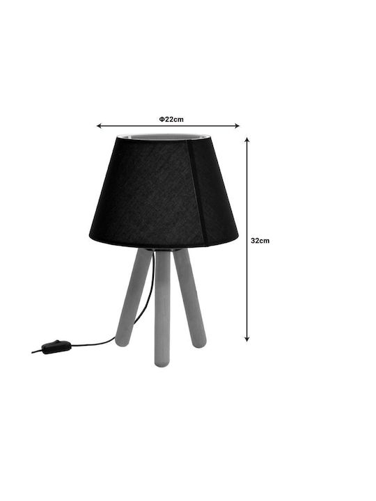 Pakketo PWL-1071 Wood Table Lamp for Socket E27 with Black Shade and Brown Base