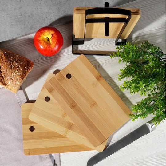 Excellent Houseware Σετ Επιφάνεια Κοπής από Μπαμπού Καφέ 22x14cm 6τμχ
