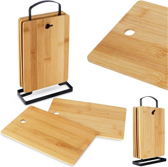 Excellent Houseware Σετ Επιφάνεια Κοπής από Μπαμπού Καφέ 22x14cm 6τμχ