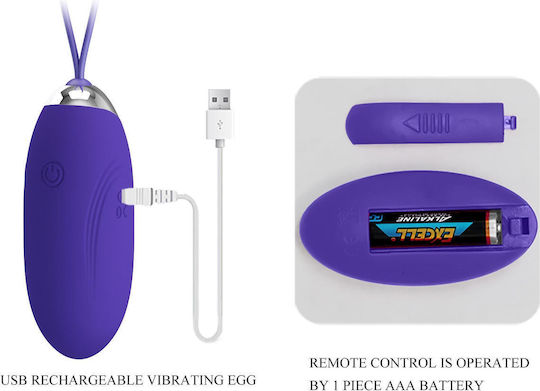 Pretty Love Jenny Youth Vibrator Egg cu Telecomandă 7cm Violet