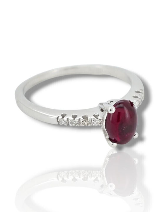Mentzos Ring with Diamond made of White gold 18K